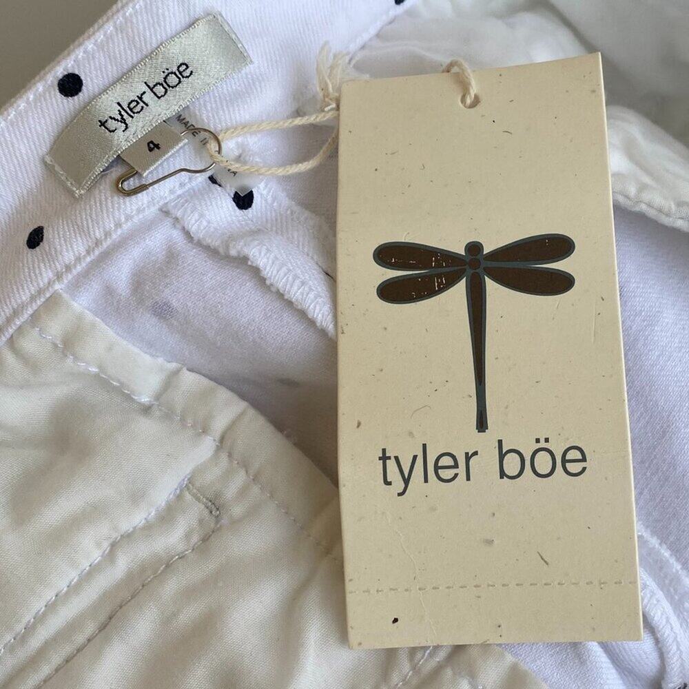 NWT Tyler Boe White Black Polka Dot Cotton Stretch Shorts sz 4 - Picture 4 of 8